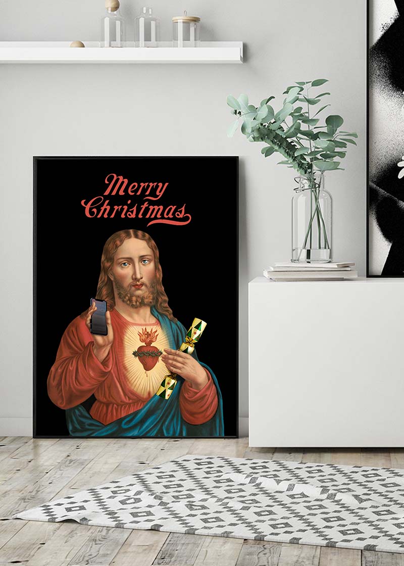 Jesus with Christmas Cracker Print