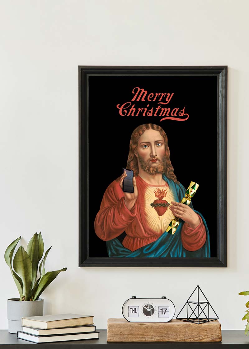 Jesus with Christmas Cracker Print