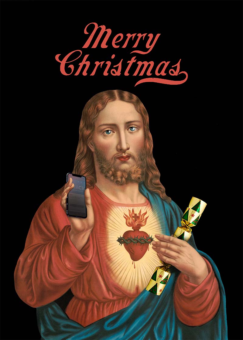 Jesus with Christmas Cracker Print