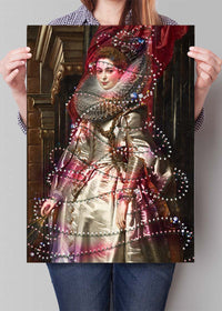 Portrait Wrapped in Fairy Lights Christmas Print