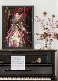 Portrait Wrapped in Fairy Lights Christmas Print