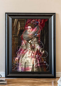 Portrait Wrapped in Fairy Lights Christmas Print