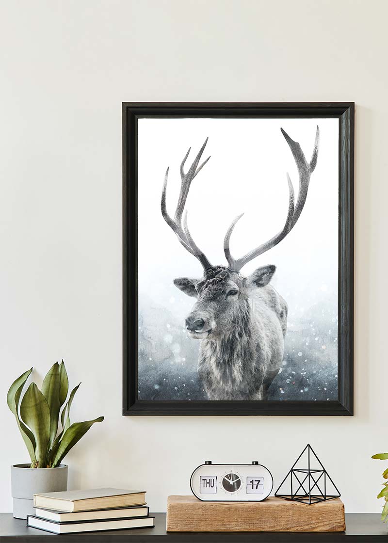 Reindeer Snow Portrait Christmas Print