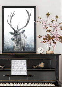 Reindeer Snow Portrait Christmas Print