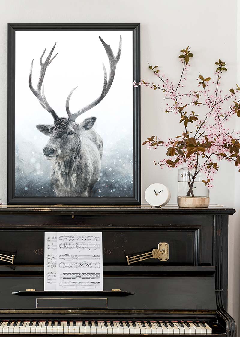 Reindeer Snow Portrait Christmas Print