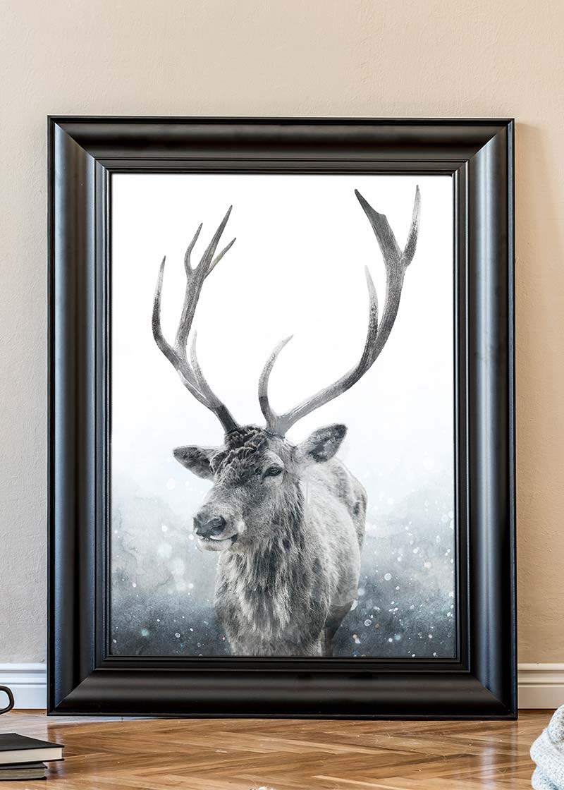 Reindeer Snow Portrait Christmas Print