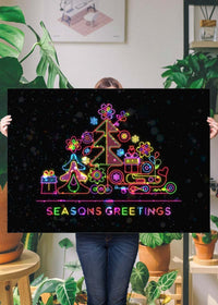 Seasons Greetings Neon Christmas Tree Print
