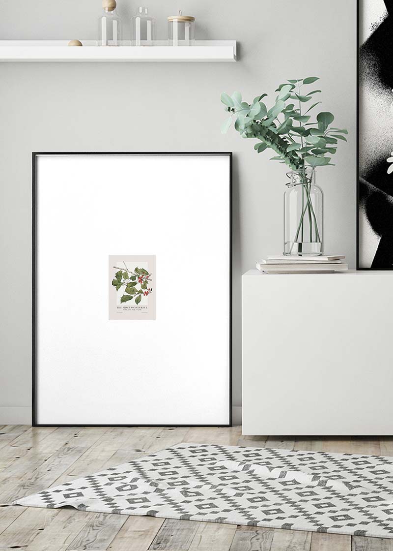 The Most Wonderful Time Of Year Holly Christmas Print