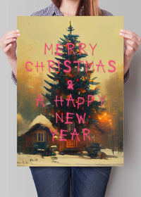 Merry Christmas Happy New Year Spraypaint Print