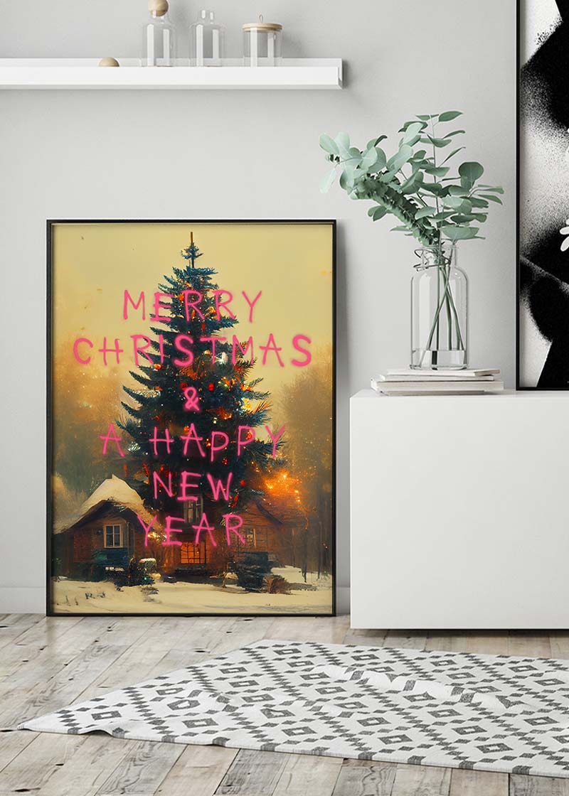 Merry Christmas Happy New Year Spraypaint Print