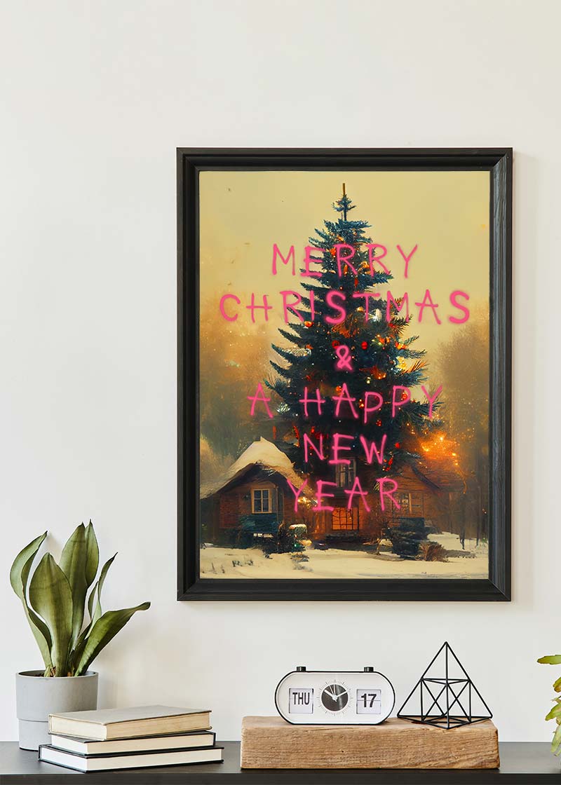 Merry Christmas Happy New Year Spraypaint Print