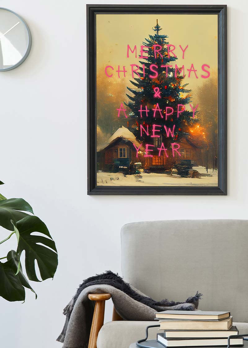 Merry Christmas Happy New Year Spraypaint Print