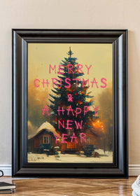 Merry Christmas Happy New Year Spraypaint Print