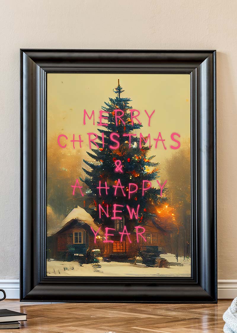 Merry Christmas Happy New Year Spraypaint Print