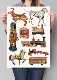 Vintage Christmas Toys Print