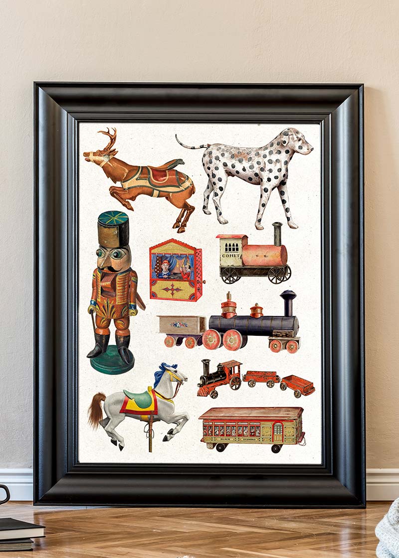 Vintage Christmas Toys Print