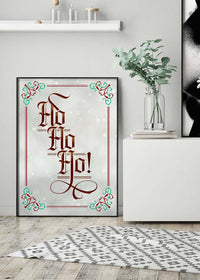 Ho Ho Ho Gothic Text Christmas Print White