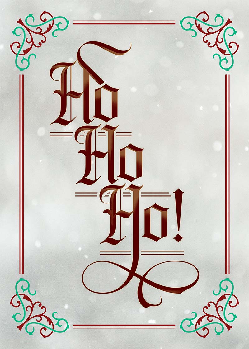 Ho Ho Ho Gothic Text Christmas Print White