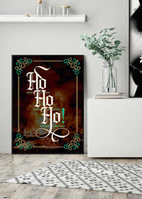 Ho Ho Ho Gothic Text Christmas Print Dark