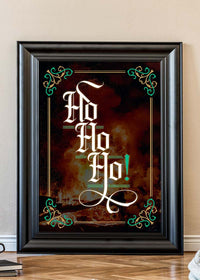 Ho Ho Ho Gothic Text Christmas Print Dark