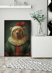 Christmas Bear Animal Portrait Print
