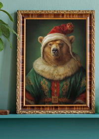 Christmas Bear Animal Portrait Print