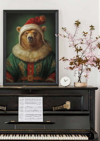 Christmas Bear Animal Portrait Print