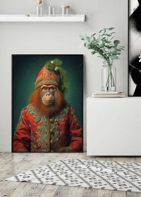 Christmas Orangutan Animal Portrait Print