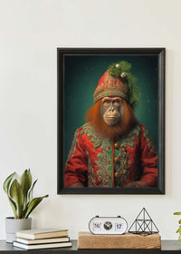 Christmas Orangutan Animal Portrait Print