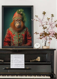 Christmas Orangutan Animal Portrait Print
