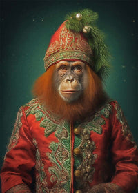 Christmas Orangutan Animal Portrait Print