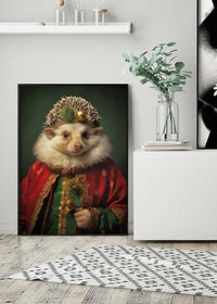 Christmas Hedgehog Animal Portrait Print