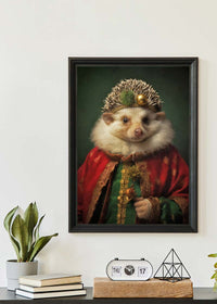 Christmas Hedgehog Animal Portrait Print