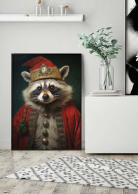 Christmas Racoon Animal Portrait Print