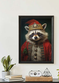 Christmas Racoon Animal Portrait Print