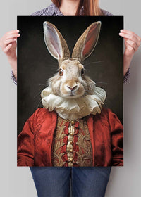 Christmas Rabbit Animal Portrait Print