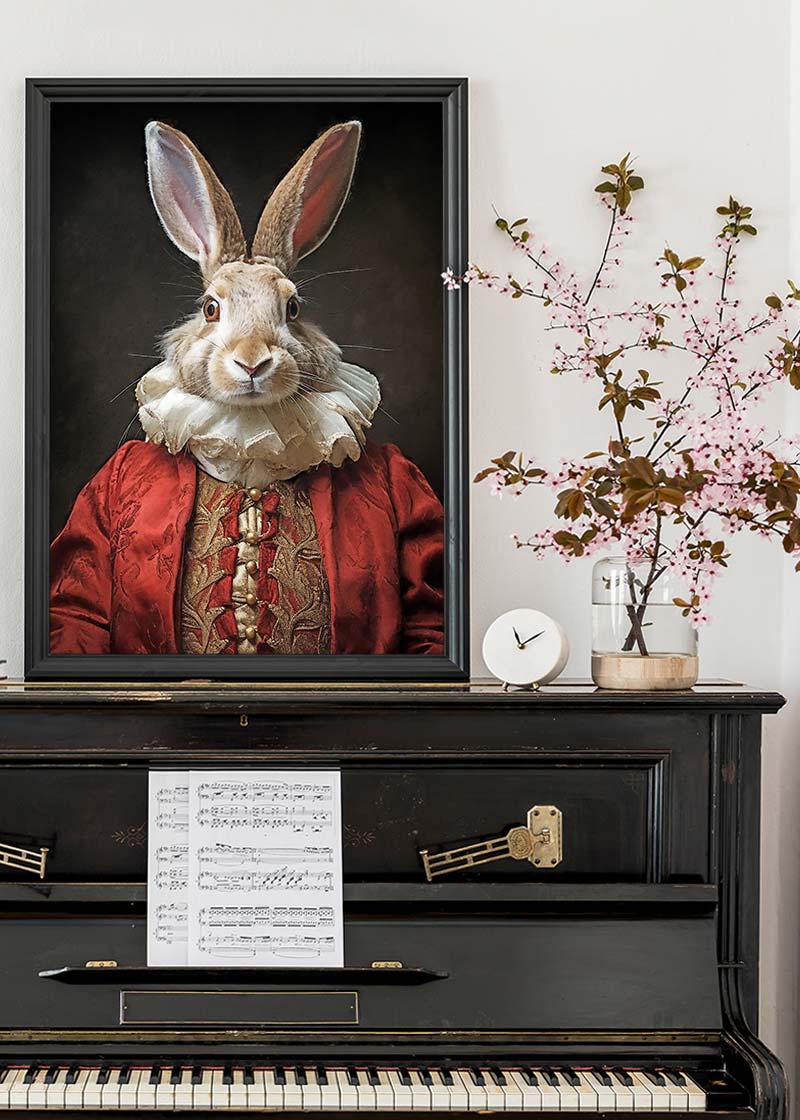 Christmas Rabbit Animal Portrait Print