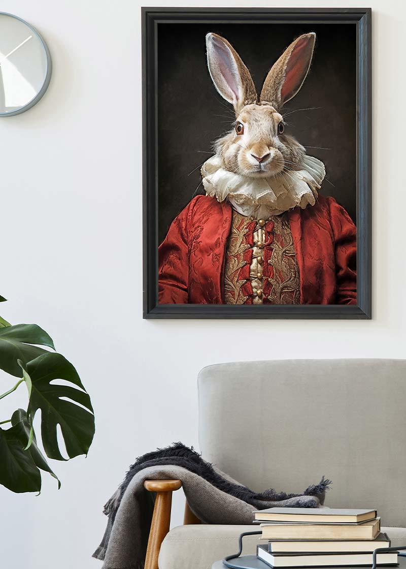 Christmas Rabbit Animal Portrait Print