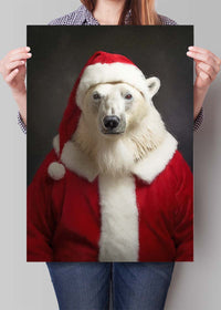 Christmas Polar Bear Animal Portrait Print