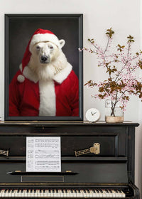Christmas Polar Bear Animal Portrait Print