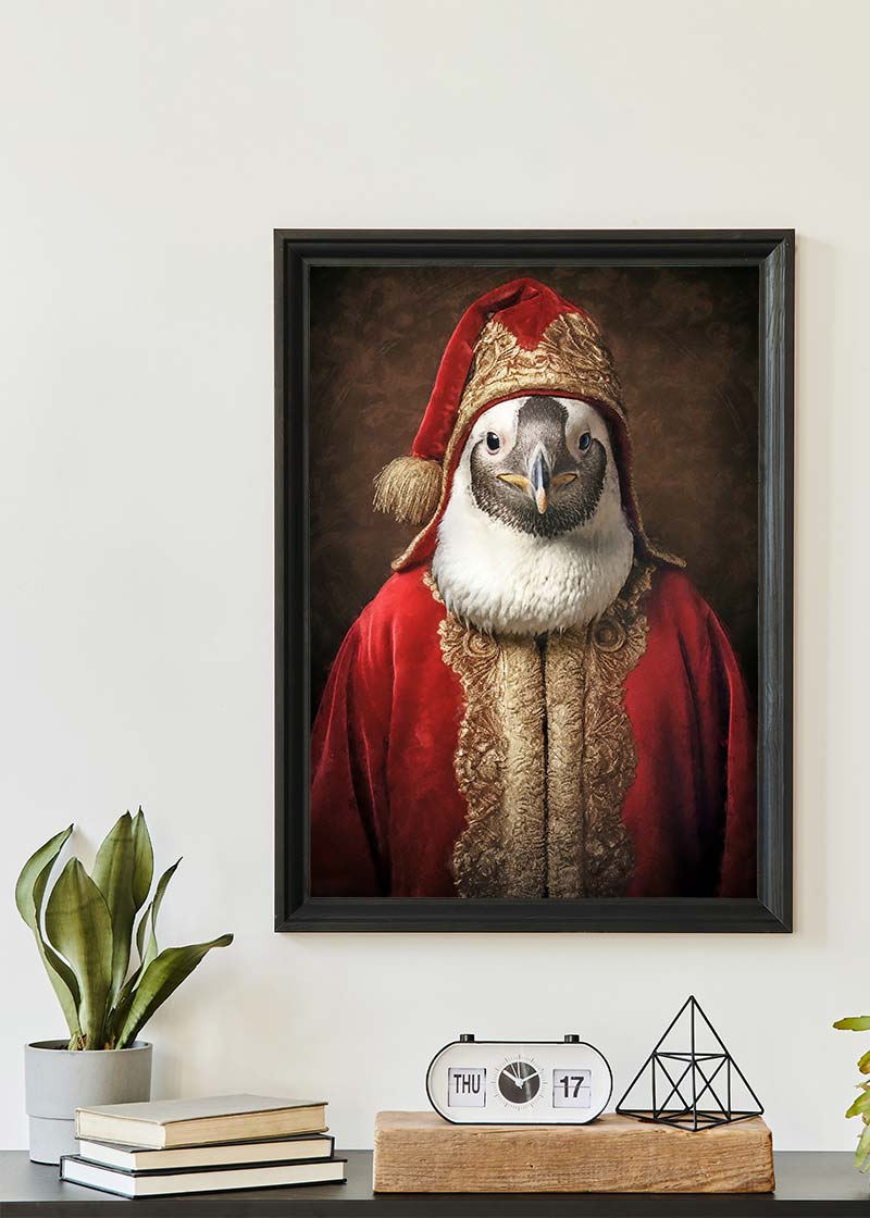 Christmas Penguin Animal Portrait Print