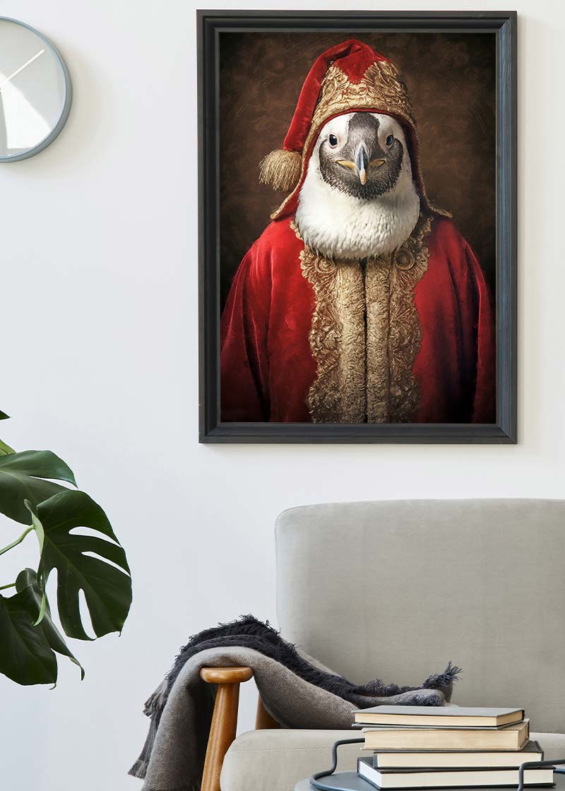 Christmas Penguin Animal Portrait Print