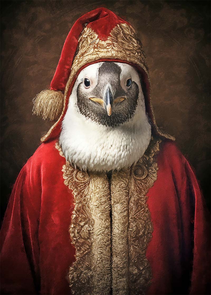 Christmas Penguin Animal Portrait Print