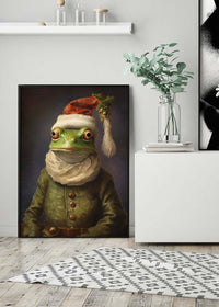 Christmas Frog Animal Portrait Print