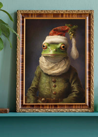 Christmas Frog Animal Portrait Print
