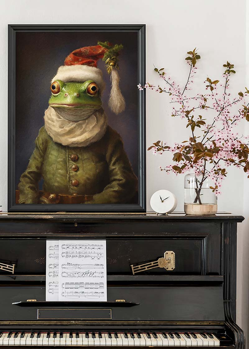 Christmas Frog Animal Portrait Print