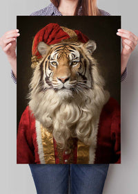 Christmas Tiger Animal Portrait Print
