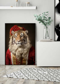 Christmas Tiger Animal Portrait Print