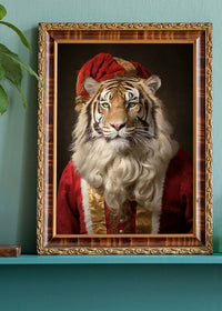 Christmas Tiger Animal Portrait Print