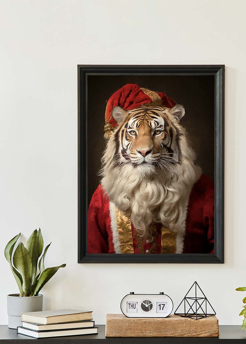 Christmas Tiger Animal Portrait Print